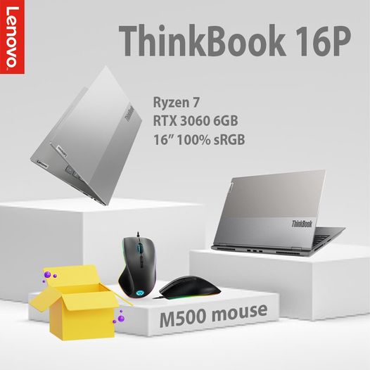 Lenovo ThinkBook 16p G2 ACH (20YM003LVN) | AMD Ryzen™ 7 5800H | 16GB | 512GB SSD PCIe | GeForce&#174; RTX 3060 with 6GB GDDR6 | 16 inch WQXGA IPS 100% sRGB Dolby Vision | Win 11 | Finger | LED KEY | 0922D